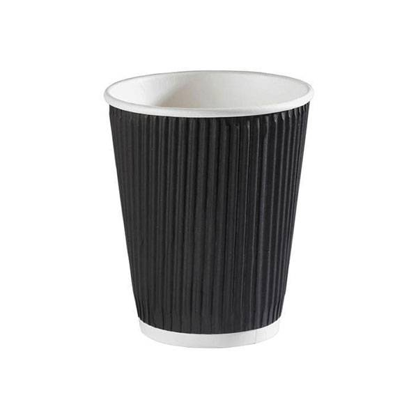 8oz Black Ripple Wall Coffee Cup (Pack of 50)