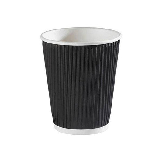 8oz Black Ripple Wall Coffee Cup (Pack of 50)